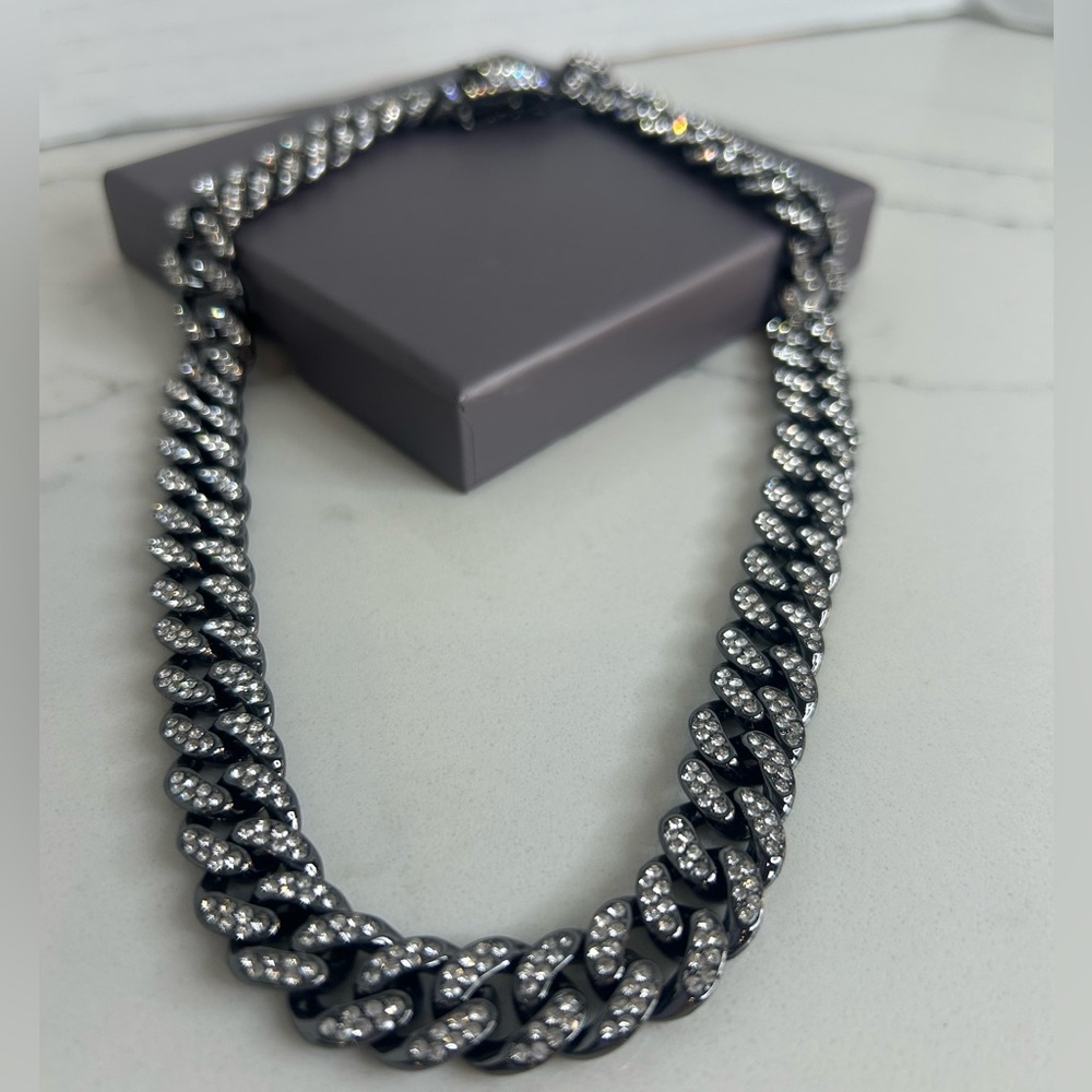 Silver and Black Cuban Style Pattern with All the Bling!